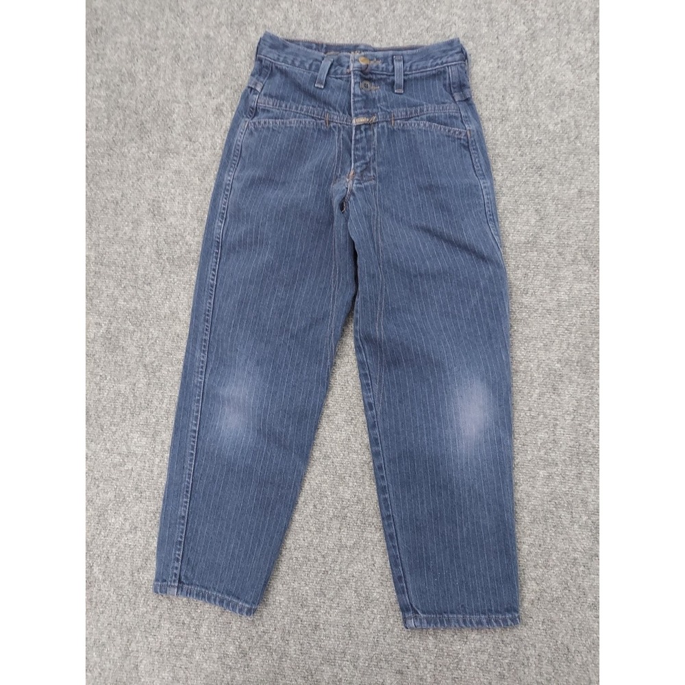 Vtg Marithe Girbaud Jeans Girls‎ 10 22x23 Blue Pinstripe USA Made 100% Cotton